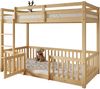 Kinderetagenbett 90x200 cm, mit Schutzgeländer & rechtwinkliger Treppe, Massivholz, Natur Bild 5