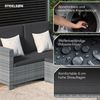 STEELSØN 'Elnath' Polyrattan Gartensofa 2er-Sitzer mit Hocker, klappbar, grau-meliert/anthrazit, wetterfest, Sonnenlounge inkl. Kissen Bild 5