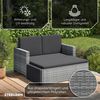 STEELSØN 'Elnath' Polyrattan Gartensofa 2er-Sitzer mit Hocker, klappbar, grau-meliert/anthrazit, wetterfest, Sonnenlounge inkl. Kissen Bild 3