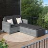 STEELSØN 'Elnath' Polyrattan Gartensofa 2er-Sitzer mit Hocker, klappbar, grau-meliert/anthrazit, wetterfest, Sonnenlounge inkl. Kissen Bild 2
