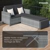 STEELSØN 'Elnath' Polyrattan Gartensofa 2er-Sitzer mit Hocker, klappbar, grau-meliert/anthrazit, wetterfest, Sonnenlounge inkl. Kissen Bild 4