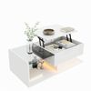 Couchtisch, Beistelltisch, Couchtisch mit Glas und LED-Effekt, mit Glasplatte, Hochglanz Weiß Bild 2