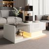 Couchtisch, Beistelltisch, Couchtisch mit Glas und LED-Effekt, mit Glasplatte, Hochglanz Weiß Bild 5