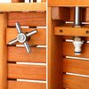 CASARIA® Gartendusche FSC®-zertifiziertes Eukalyptusholz 223,5 cm Seifenablage mit Bodenplatte Großer Duschkopf Gartenschlauch Anschluss Holz Garten Pool Camping Dusche Bild 3