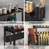 TUWENA Gewürzregal Gewürzregal Stehend, 3 Etagen Großes Kapazität Gewürzdosen Küchenregal, Metall Organizer mit Schneidebretthalter, Utensilienhalter, 6 Haken Bild 2