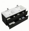 Badplaats Badmöbel Set mit Waschbecken und Unterschrank Thermis 140 x 48 cm Schwarz Matt - Waschbeckenunterschrank mit Soft-Close und Doppelwaschbecken, Vorgemontiert Bild 2