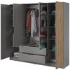 Bettso 'NELLY' Kleiderschrank mit Lamellen und Spiegel, Holzwerkstoff Grau 200x51x206 cm Bild 2
