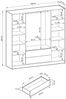 Bettso 'NELLY' Kleiderschrank mit Lamellen und Spiegel, Holzwerkstoff Grau 200x51x206 cm Bild 4
