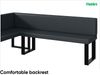 MEBLINI Eckbank für Esszimmer mit ausziehbarem Tisch - Küchenbank - Essecke - Sitzecke Küche - ERIC - U-Beine 142x196x87cm Links - Dunkelgrau Kunstleder/B Weiß Hochgl. Bild 5