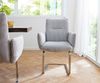 Freischwinger Jova-Flex mit Armlehnen Cord Silbergrau Freischwinger flach Edelstahl Taschenfederkern Bild 2