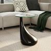 Couchtisch, Sofatisch mit Runder Glasplatte Hochglanz Schwarz Bild 2