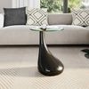 Couchtisch, Sofatisch mit Runder Glasplatte Hochglanz Schwarz Bild 3