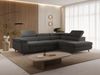 GRAINGOLD Ecksofa L-Form Argon L, Couch mit Wellenfeder, mit Schlaffunktion und Bettkasten, Velour-Stoff, Dunkelgrau Bild 3