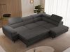 GRAINGOLD Ecksofa L-Form Argon L, Couch mit Wellenfeder, mit Schlaffunktion und Bettkasten, Velour-Stoff, Dunkelgrau Bild 5
