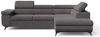 GRAINGOLD Ecksofa L-Form Argon L, Couch mit Wellenfeder, mit Schlaffunktion und Bettkasten, Velour-Stoff, Dunkelgrau Bild 2