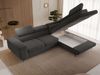 GRAINGOLD Ecksofa L-Form Argon L, Couch mit Wellenfeder, mit Schlaffunktion und Bettkasten, Velour-Stoff, Dunkelgrau Bild 4