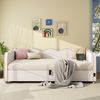 Daybett 90x200 cm mit hydraulischem Stauraum, Polsterbett, Tagesbett, Schlafsofa mit USB & Rückenlehne, bouclé, beige Bild 2