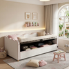 Daybett 90x200 cm mit hydraulischem Stauraum, Polsterbett, Tagesbett, Schlafsofa mit USB & Rückenlehne, bouclé, beige Bild 3