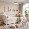 Daybett 90x200 cm mit hydraulischem Stauraum, Polsterbett, Tagesbett, Schlafsofa mit USB & Rückenlehne, bouclé, beige Bild 5