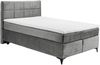 Boxspringbett >NAVARRA 140< 7-Zonen, 4cm Topper, Bezugsstoff grau, Liegefläche 140x200cm - Stellmaß 143x113x210 (BxHxT) Bild 2