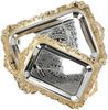 Almina 2-Teilig Silber Metallbrett Servierttablett aus Edelstahl 18/10 Stahl Motiv 6 Gold Bild 4