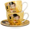 DUO ART GALLERY 2er-Set Tassen 250 ml THE KISS ECRU mit Untertassen, New Bone China Porzellan Bild 4