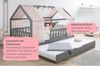 Ticaa Hausbett Kim mit Rausfallschutz und Zusatzbett aus Kiefer, Kinderbett 140x200, inkl. Tüll-Set, mit Rollrost Bild 3
