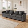 Sofa 299x80x82,7 cm in Grau, 4-Sitzer aus Cord mit USB/USB-C, Stauraum und klappbarer Mittelarmlehne Bild 3
