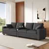 Sofa 299x80x82,7 cm in Grau, 4-Sitzer aus Cord mit USB/USB-C, Stauraum und klappbarer Mittelarmlehne Bild 2