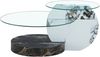 Couchtisch mit 2 Ebenen, Glasplatten H 44 x T 90 x B 70 cm, MDF in Schwarz-Weiß-Marmoroptik Bild 4