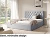 MEBLINI Polsterbett 160x200 mit Lattenrost ohne Matratze – BALEARO – Hellgrau Samt – Doppelbett mit Bettkasten - Stauraumbett - Kopfteil Bett mit Stauraum Bild 3