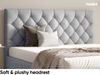 MEBLINI Polsterbett 160x200 mit Lattenrost ohne Matratze – BALEARO – Hellgrau Samt – Doppelbett mit Bettkasten - Stauraumbett - Kopfteil Bett mit Stauraum Bild 4