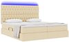 vidaXL LED-Speicherbett mit Matratze Creme 200 x 200 cm Stoff 3372855 Bild 3