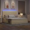 vidaXL LED-Speicherbett mit Matratze Creme 200 x 200 cm Stoff 3372855 Bild 5