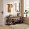 Tribesigns Schuhbank für den Eingangsbereich, 3-stöckiges Schuhregal im Industrial-Stil (Packung, Schuhregal mit Metallgestell für Flur, Wohnzimmer und Ankleidezimmer), rustikaler Schuhschrank aus Holz mit Ablage Bild 3