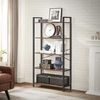 Vasagle Bücherregal, Standregal, Aufbewahrungsregal mit 5 Ebenen, Industrie-Design, für Wohnzimmer, Büro, Arbeitszimmer und Flur, Stahlgestell, Holzspanplatten, vintagebraun-schwarz Bild 2