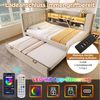 Odikalo Schlafsofa Schlafcouch 90x200 mit LED Ausziehbett und Stauraum, Polsterbett Bett 90x200 cm mit Ausziehbett 90x190, und LED-Beleuchtung,Struraumbett, L-förmigem Kopfteil mit Stauraum, beidseitig montierbar, Lattenrost, Leinen, (Ohne Matratze) Bild 4