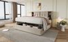 Polsterbett 160×200 cm mit Bettkasten & kabellosem Laden, USB/Typ-C, Leinen Natur Bild 2