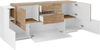 Sideboard >Catania< in Weiß-Hochglanz / Ahorn - 220x86x45cm (BxHxT) Bild 3