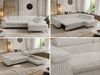 MKS Möbel 'Pablo L-Form' Ecksofa mit Schlaffunktion, verstellbare Kopfstützen, Beige, Cordstoff, Visco Topper, Rechts Bild 2