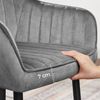 Songmics Esszimmerstuhl mit Armlehnen, 6er Set, Samt, 62,5 x 60 x 85 cm, Hellgrau Bild 3