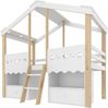 Halbhohes Hausform Kinderhochbett 90x200cm Weiß + Natur mit 2 Schubladen und LED-Lichtleiste Bild 2