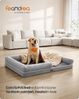 Feandrea Orthopädisches Hundebett, Hundekissen, Hundekorb, weiche Polsterung, Hundesofa, erhöhte Ränder, Bezug abnehmbar und waschbar, 135 x 107 x 25 cm, rutschfeste Unterseite, hellgrau Bild 2