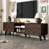 Moderner TV-Schrank 160,5 x 35,5 x 45 cm mit 2 Türen und 2 offenen Fächern – Dunkelholz-Design Bild 4