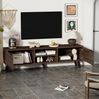 Moderner TV-Schrank 160,5 x 35,5 x 45 cm mit 2 Türen und 2 offenen Fächern – Dunkelholz-Design Bild 3