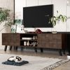 Moderner TV-Schrank 160,5 x 35,5 x 45 cm mit 2 Türen und 2 offenen Fächern – Dunkelholz-Design Bild 5