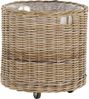 Krines Home Allzweckkorb Pflanzkorb groß Rattan XXL Rollkorb Rattankorb Grau Natur Rund, mit Rollen Bild 2