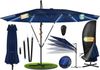 KESSER® Sonnenschirm Doppelsonnenschirm 4,6m x 2,7m | Ampelschirm Abdeckung & Windsicherung mit Kurbel & Ständer | Kurbelschirm Aluminium wasserabweisend | Neigbar Kippbar 360° Drehbar Navyblau, Mit LED Bild 4