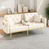 Schlafsofa 175x80x73,5 cm in Beige, Samtbezug, verstellbare Rückenlehne mit Schlaffunktion Bild 2