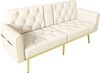 Schlafsofa 175x80x73,5 cm in Beige, Samtbezug, verstellbare Rückenlehne mit Schlaffunktion Bild 5
